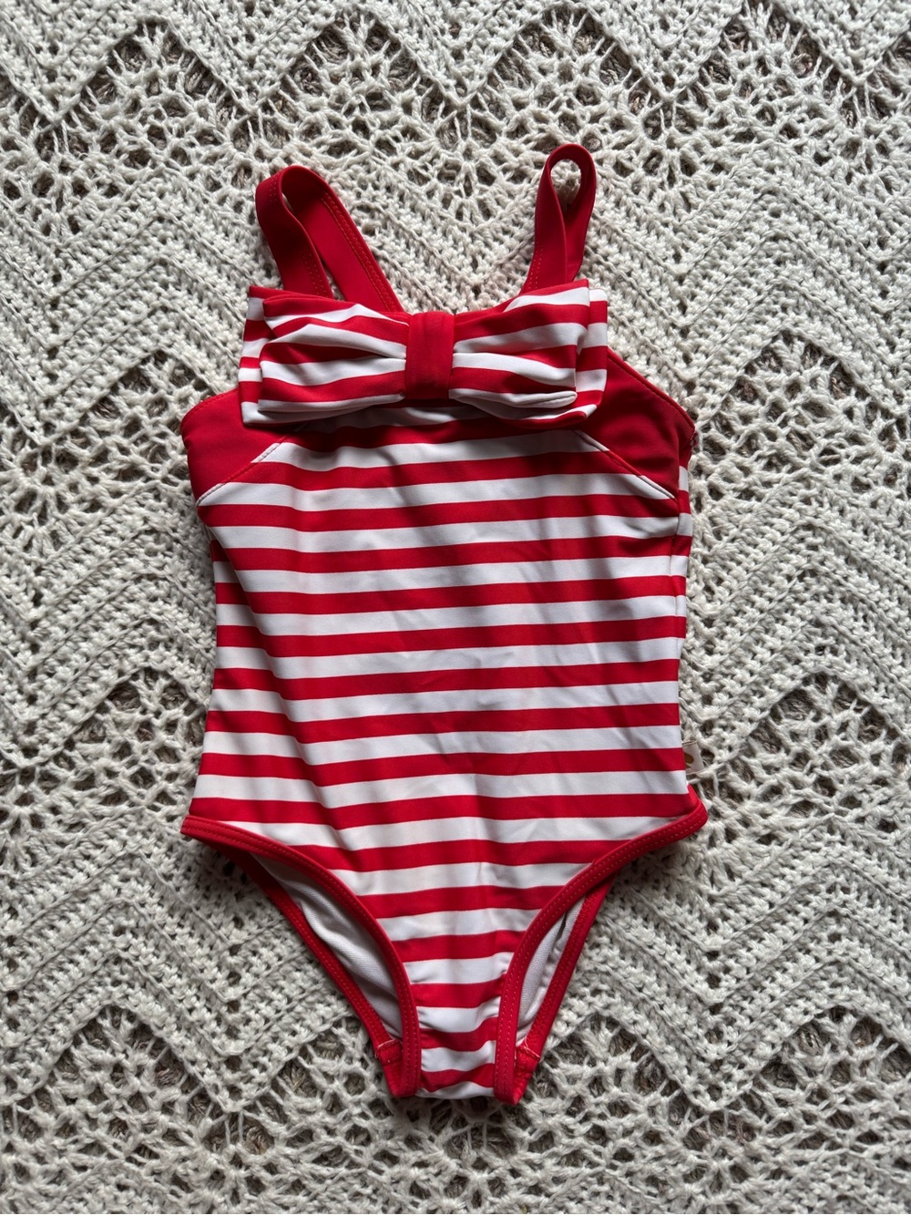 kate spade Red and White Striped Bow One-Piece Swimsuit Girls 3T Designer